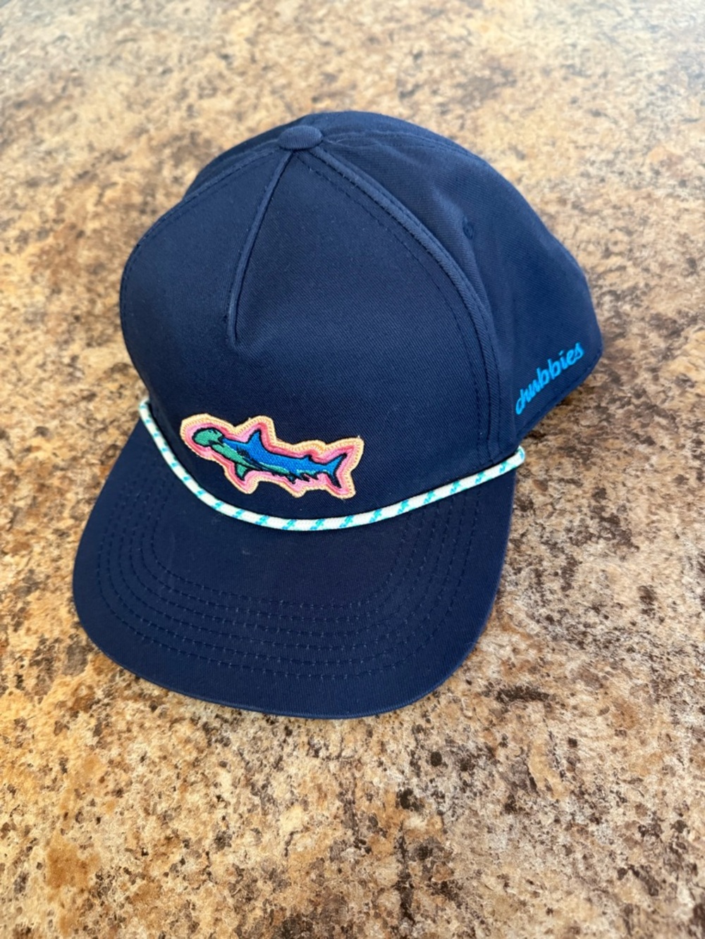 Chubbies The Shark Hammerhead Nylon Rope Hat Snapback Navy Blue Summer Vacation